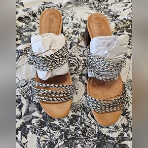 Madewell The Meg Block Heel Sandal in Snake Embossed Leather